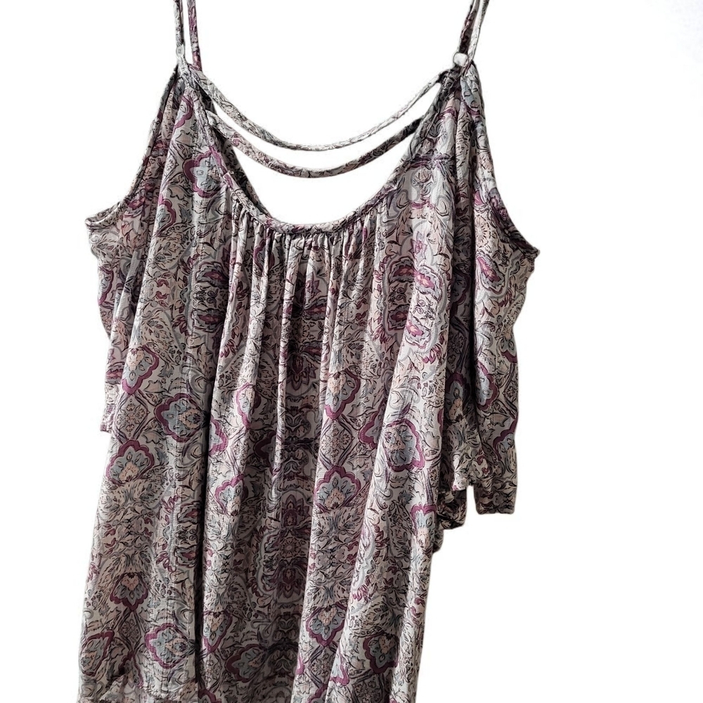 TORRID Floral Blouse with Maroon and Gray Tones - Picture 2 of 2